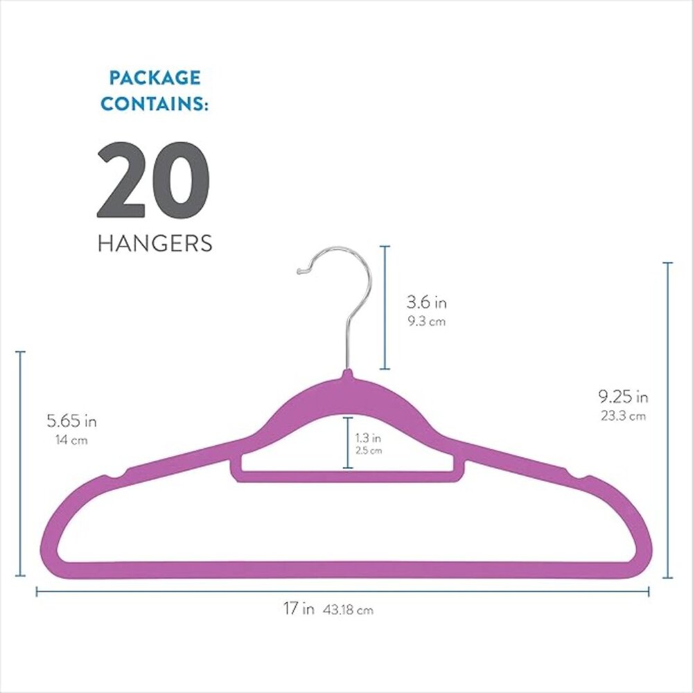 Black Velvet Clothing Hangers W/Tie Bar - Non-Slip, Swivel Hook, 20 pack, NWT - Picture 2 of 11